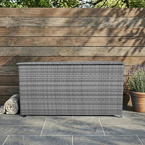 Rattan Cushion Storage Box 700L - Grey