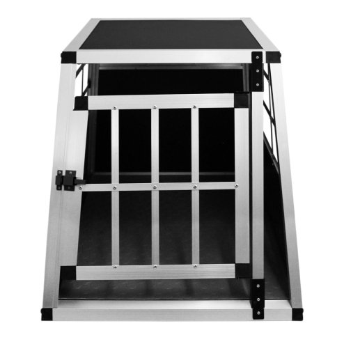 Pet Car Transport Crate Cage Aluminium Travel Box Trapezoidal Dog Cat Puppy Carrier Estate Vehicle 1 Door 50 x 54 x 69cm | FREE Plastic Washable Mat