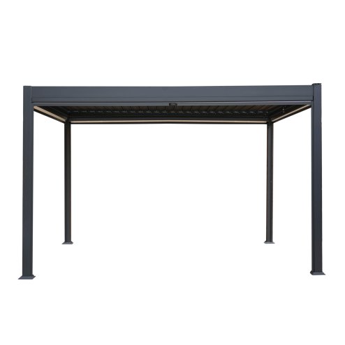 Anthracite Aluminium Pergola With White Blinds - 3m x 4m