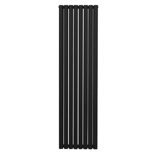 Oval Column Radiator 1800mm x 480mm Modern Designer Double Panel Central Heating Heater Matt Black Carbon Steel Vertical Kitchen Living Room Bathroom FREE Cleaning Brush Fixing Kit & Brackets
