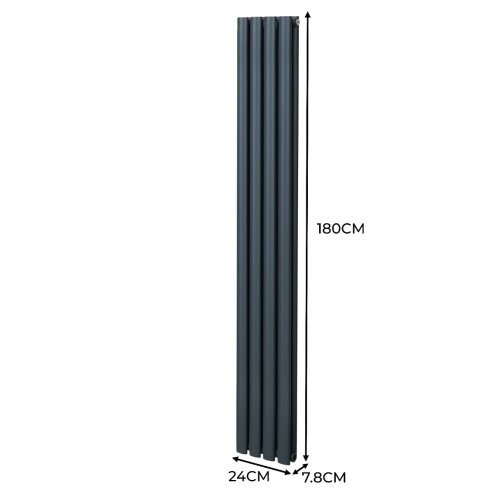 Oval Column Radiator 1800mm x 240mm & TRV Chrome Valves Modern Designer Double Panel Central Heating Heater Anthracite Grey Steel Vertical Kitchen Living Room FREE Cleaning Brush Fixing Kit & Brackets