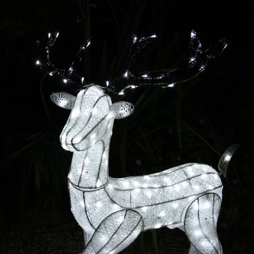 Outdoor Reindeer Christmas Light Up Decorations Standing Stag Garden Xmas Decoration Figure with 200 Cool White LED Lights Indoor Outdoor Use
