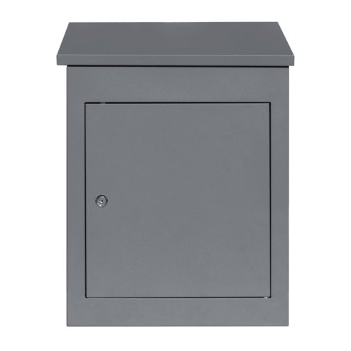 Parcel Post Drop Box Grey Large Steel Outdoor Lockable 2 Keys Letter Mail Package Courier Container Delivery Storage Wall Mount Safe Secure Anti Fishing Scannable Barcode FREE Screwdriver Fixing Kit