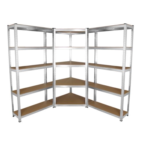 2 x 90cm Heavy Duty Racking & 1 x Corner Unit / Garage Galvanised Steel Shelving