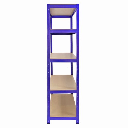 T-Rax Pack of 3 Garage Shelving Units - 5 Tier Heavy Duty Rack for Storage Steel Utility Shelves | Metal & MDF Boltless Racking Assembly System | 4200KG Capacity | 280KG Per Shelf, Blue