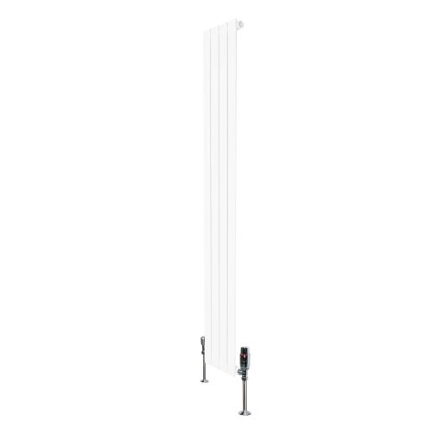 Flat Single Column Radiator & Valves - 1600mm x 280mm - White