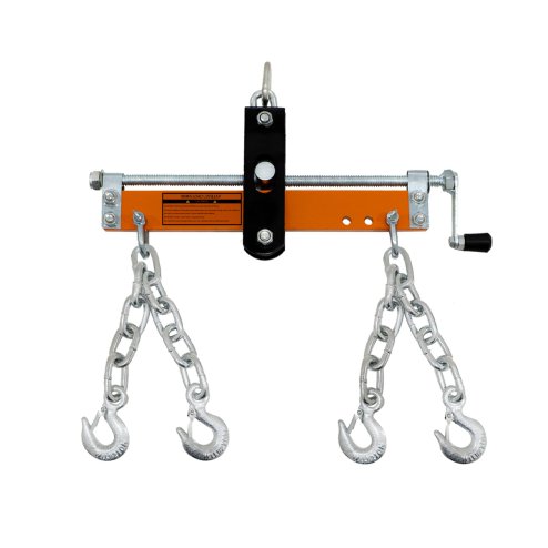 Engine Crane 2 Tonne 2000kg & Load Leveller Hoist 900kg Balancer Support Beam Dual Hooks Chain Hydraulic Pump Handle Folding Legs Lift Jack Stand Portable Workshop Garage 4 JIB Positions Automotive