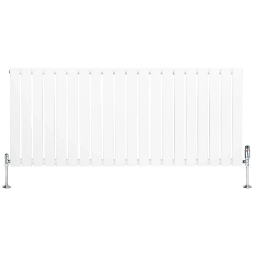 Flat Single Column Radiator & Valves - 600mm x 1400mm - White