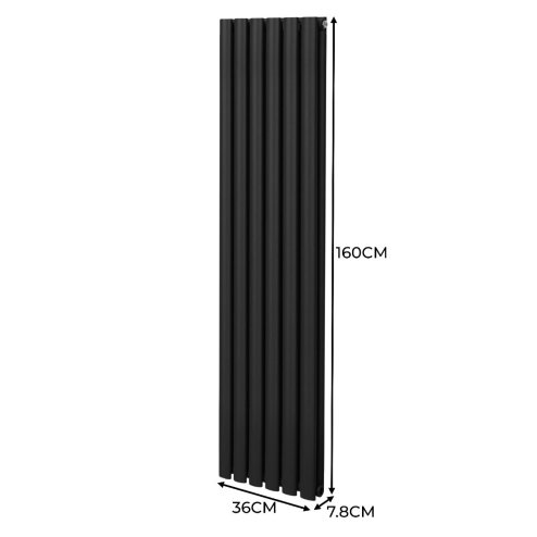 Oval Column Radiator 1600mm x 360mm Modern Designer Double Panel Central Heating Heater Matt Black Carbon Steel Vertical Kitchen Living Room Bathroom FREE Cleaning Brush Fixing Kit & Brackets
