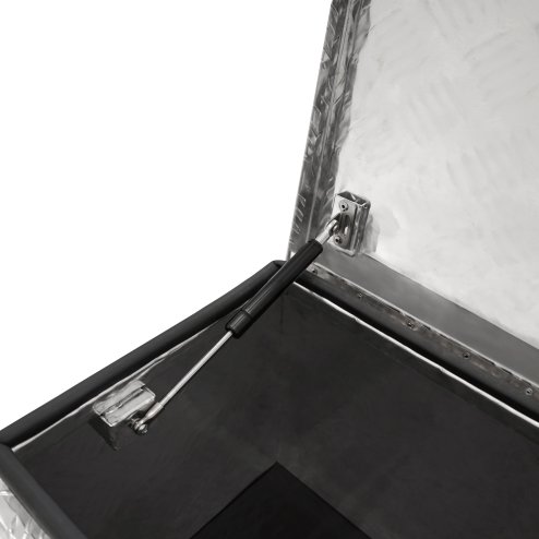 Aluminium Tool Box 35L Lockable Chest 2 Keys Trailer Truck Van Locker Boxes Storage Heavy Duty Checker Plate Rubber Base Liner & Seal Gas Struts Carry Case Small 26
