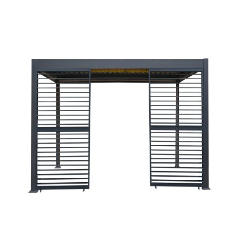 Aluminium Pergola With Anthracite Blinds, 2 x Side Panels & LED Lights - 3m x 3m