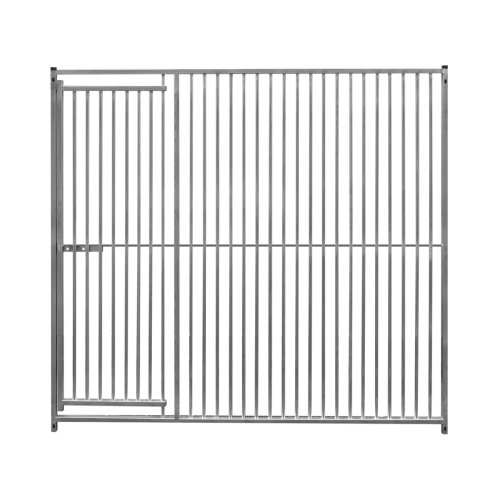 Dog Run Panels With Door Galvanised Steel Kennel Heavy Duty Walk In Animal Enclosure Pen Fence Playpen Outdoor Support Bar 5cm Bar Spacing 1.84m x 2m Modular FREE Ground Fixing Brackets & Fixing Kit