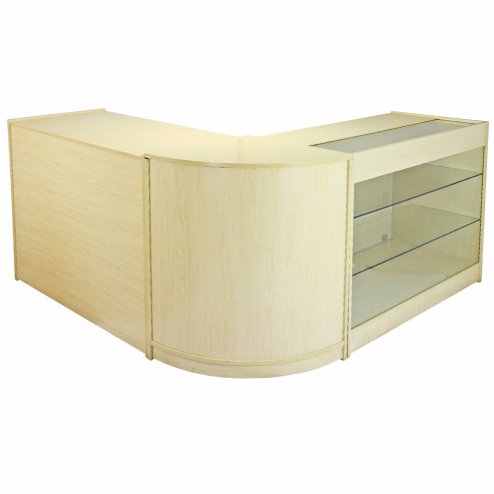 MonsterShop Saturn Shop Counters Set & Glass Retail Showcase Cabinet Display, Maple, Melamine MDF Image