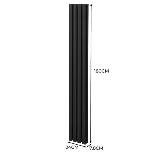 Oval Column Radiator 1800mm x 240mm Modern Designer Double Panel Central Heating Heater Matt Black Carbon Steel Vertical Kitchen Living Room Bathroom FREE Cleaning Brush Fixing Kit & Brackets