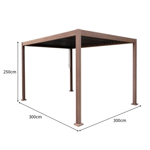 Wood Effect Aluminium Pergola 3m x 3m