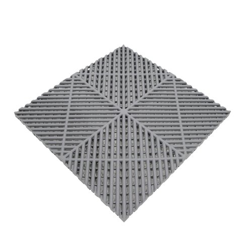 Vented Modular Interlocking Flooring Tiles & Edges 225 x Grey Double Garage Heavy Duty Floor Mat Showroom Workshop Outdoor Polypropylene Anti Slip Weather Resistant Drainage Channels 6m x 6m 36m2