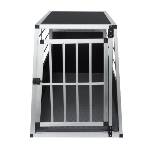 Pet Car Transport Crate Cage Large Aluminium Travel Box Trapezoidal Dog Cat Puppy Carrier Estate Vehicle 1 Door 69 x 65 x 90cm | FREE Plastic Washable Mat