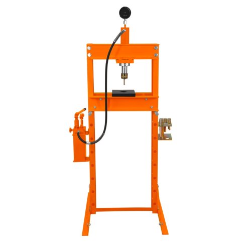 Hydraulic Shop Press 20 Ton Tonne 20,000kg Bench Mount Heavy Duty Steel Detachable Pressure Gauge Hand Pump Adjustable 0-1015mm Vertical Work Area Workshop Garage FREE Tool Set 8 Mandrels & 1 Adapter