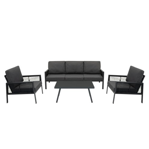 Anthracite 4 Piece Sofa Set With Black Parasol & Base