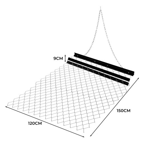 Drag Harrow 4ft Wide x 5ft Long 2.4m / 8ft Chain Snap Hooks ATV UTV Tractor Lawn Rake Levelling Drag Mat Q235 Steel 3mm Thick Adjustable Front Tray Garden Gravel Agriculture Farming Field Landscaping