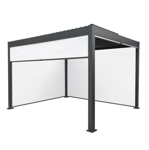Anthracite Aluminium Pergola With White Blinds - 3m x 4m