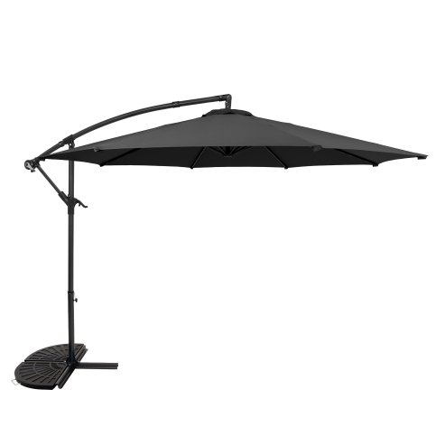 Cantilever Parasol 3m With Half Fan Base - Grey