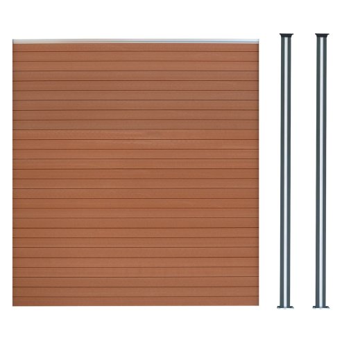 Composite Fence Panel & 2 x  LED Posts - Brown
