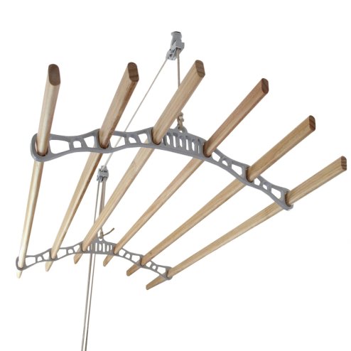 Clothes Airer Ceiling Pulley Maid Traditional Mounted Clothing Dryer 6 Lath Laundry Drying Rack Rail 1.4m White