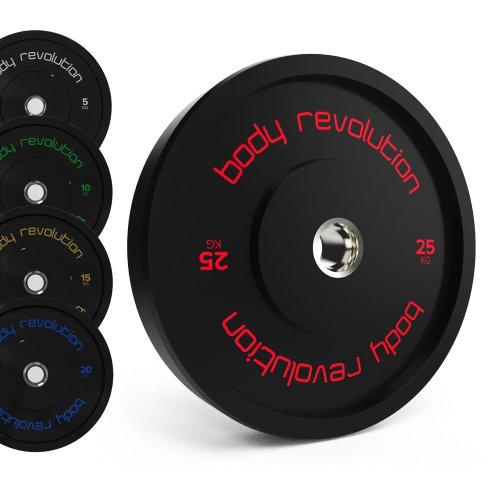Body Revolution Olympic Bumper Plates Black 100kg SET 2x5kg 2x10kg 2x15kg 2x20kg