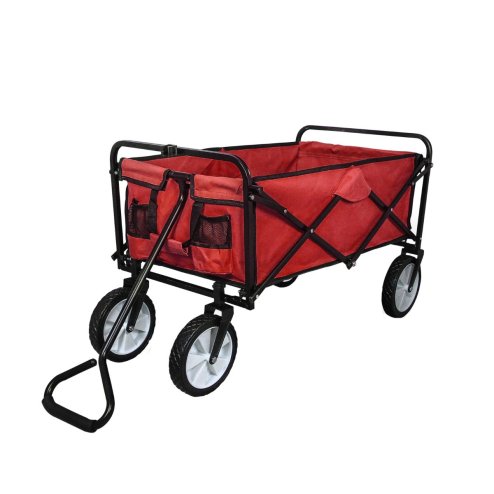 Foldable Garden Cart Pull Wagon Heavy Duty Trolley Utility Wheelbarrow Trailer Wheels Collapsible Folding Transport