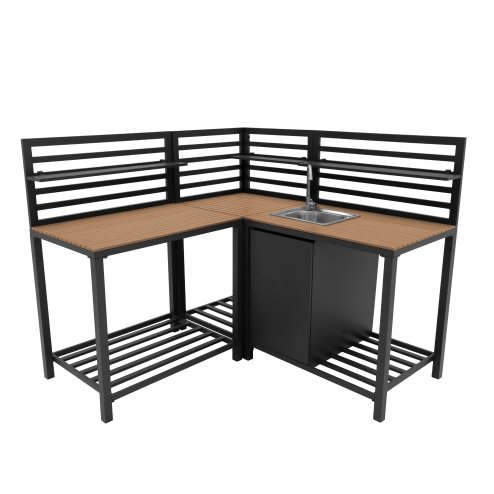 Aluminium & Wood Outdoor 3pc Kitchen Set