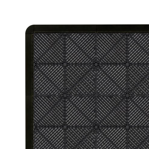 Vented Modular Interlocking Flooring Tiles & Edges 120 x Black Single Garage Heavy Duty Floor Mat Showroom Workshop Outdoor Polypropylene Anti Slip Weather Resistant Drainage Channels 3.2m x 6m 19.2m2