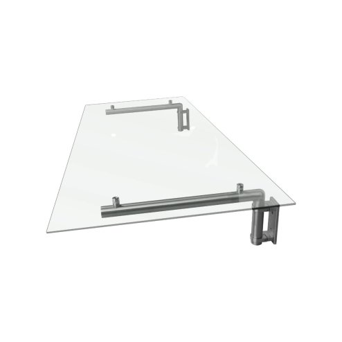 MonsterShop 1200 x 800mm Glass Canopy, 4 Stainless Steel Brackets, Front/Back Door Porch Shelter