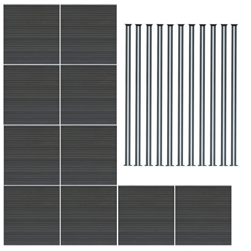 Composite Fence Panel x 10 & LED Posts x 11 - Grey