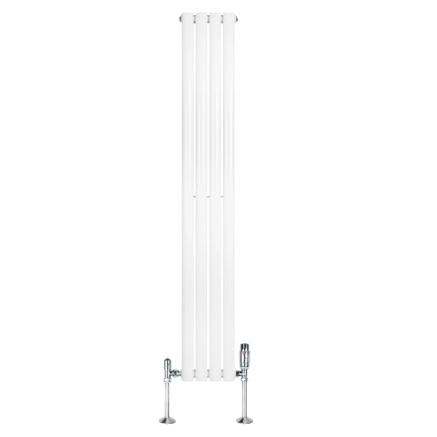 Oval Single Column Radiator & Valves - 1600mm x 240mm - White