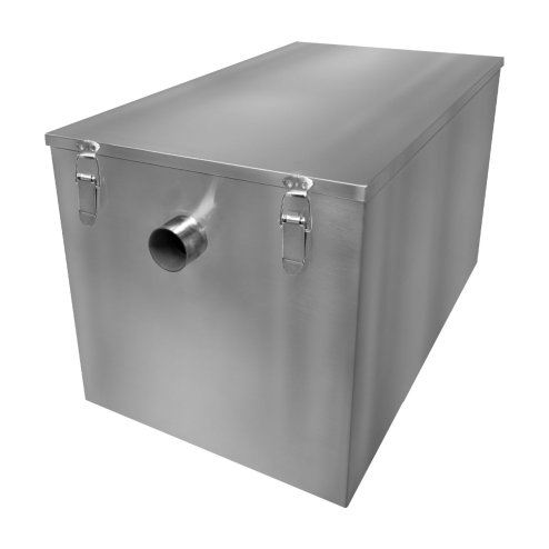 Commercial Grease Trap 120L Under Sink Interceptor 18KG Stainless Steel Waste Fat Oil Water Separator Filter Restaurant Kitchen Takeaway Hotel Cafe 50mm Inlet Outlet Compact 41cm H x 45cm W x 65cm D