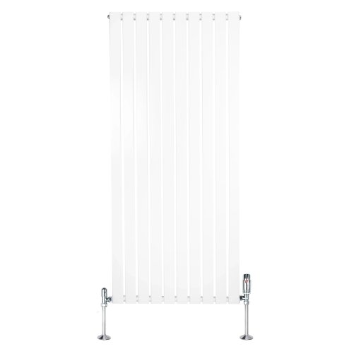 Flat Single Column Radiator - 1600mm x 700mm & Valves - White
