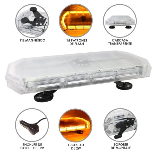 600mm Amber Recovery Light Bar LED Safety Hazard Beacon Lightbar Strobe Car Van Warning Flashing Emergency Waterproof Magnetic Truck Motorway Maintenance Breakdown Vehicles