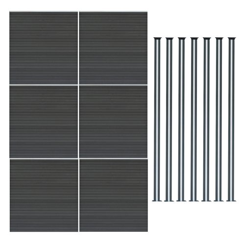 Composite Fence Panel x 6 & LED Posts x 7 - Grey