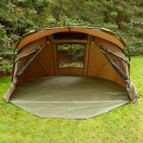 2 Man Fishing Bivvy Tent with Overwrap Carp Fishing Dome Overnight Shelter Angler Camping Waterproof Tackle Brolly System Pram Hood PVC Window FREE Neoprene & PVC Shoe Mat Carry Bag & Mallet Included