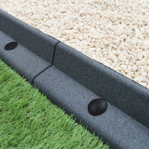 Flexible Lawn Edging Garden Border Grass Pathways Path Edge Vegetable Plot Flowerbed Raised Borders Rubber Artificial Grass Grey | Pack of 20 x 1.2m