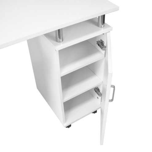 Professional Manicure Table Nail Technician Beauty Salon Tech Station Storage Desk Built In Dust Collector Fan Removable Cushion Rubber Mat 8 Castor Wheels 3 Pull Out Drawers 1 Cupboard 2 Shelves