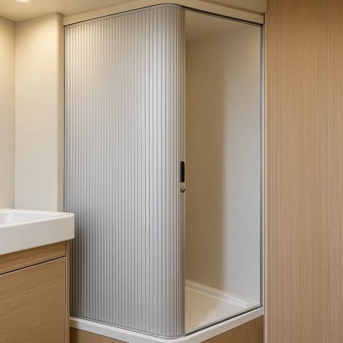 Tambour Shower Door - Silver