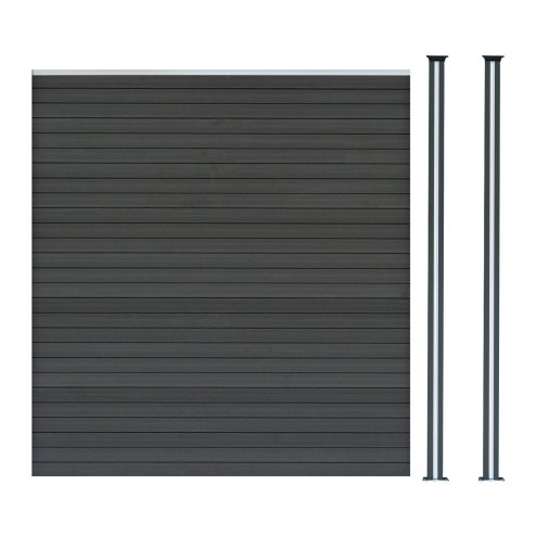 Composite Fence Panel & 2 x  LED Posts - Grey