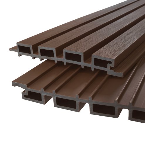 WPC Slatted Wall Cladding x 4 Panels – Brown
