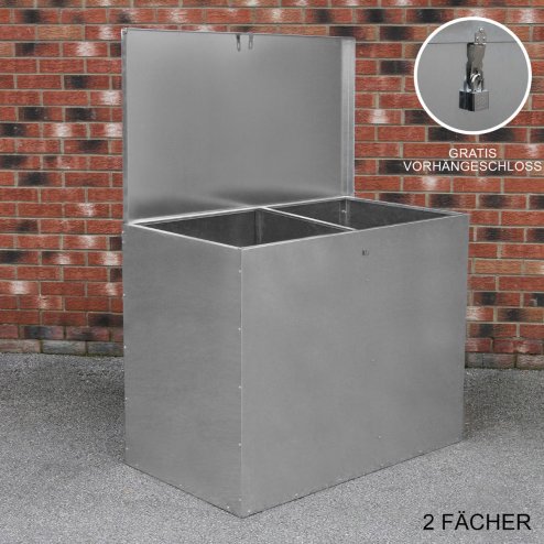 Large Storage Feed Bins 64L Galvanised Metal Waterproof Rodent Proof Outdoor Farm Garden Stables Animal Lockable Container Free Pad Lock | 2 Compartments