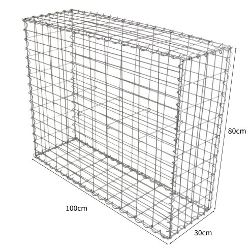 Gabion Baskets Cages Mesh Wire Galvanised Steel Outdoor Stone Basket Spiral Retaining Wall Planter Garden / 100 x 80 x 30cm / 2 Pack