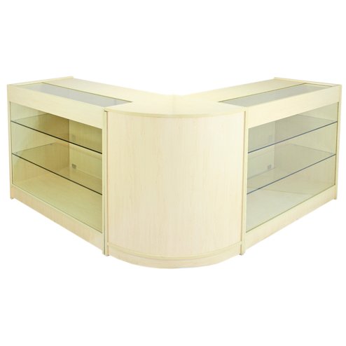 MonsterShop Horizon Shop Counter Cabinets & Retail Display Glass Showcase Set, Maple, Melamine MDF Image