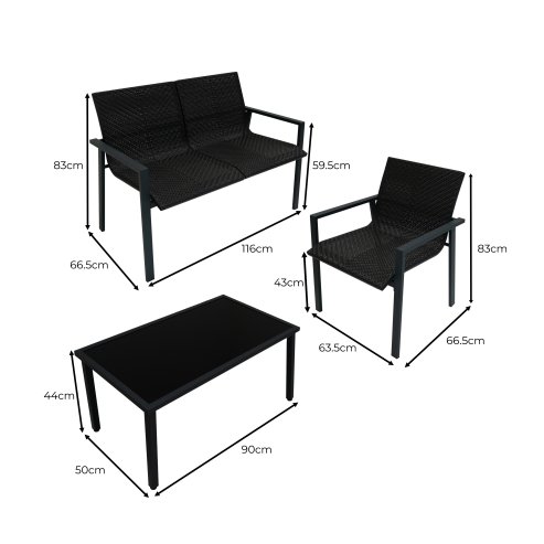 Rattan Patio Furniture Set - Black