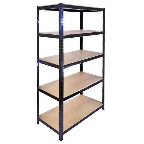 5 x 90cm Black Warehouse Storage Bays / Garage Shed Shelving / Utility Rack + FREE Rubber Mallet